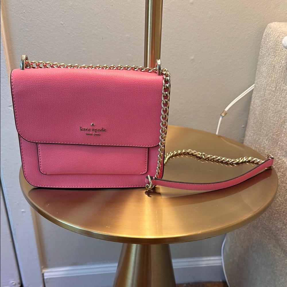 Kate Spade Pink and Gold Crossbody Bag with Chain Strap